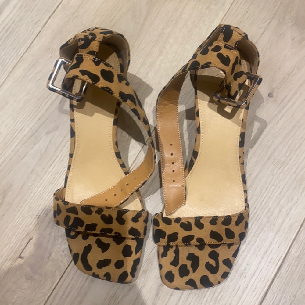 Cheetah print heeled sandals
